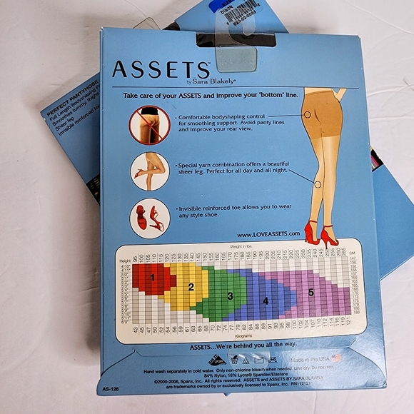 Assets by Sara Blakely Perfect Pantyhose Size 4 Black Full Length 2 Pack Shaping - Picture 7 of 8